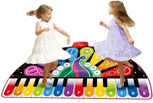 ZIPPY MAT Klaviermatte für Kinder, riesige musikalische Keyboard-Bodenspielmatte, 8 Instrumente, inkl. Liederbuch, Party-Tanz-Geschenk für Jungen Mädchen Kleinkinder Familien (Peacock)
