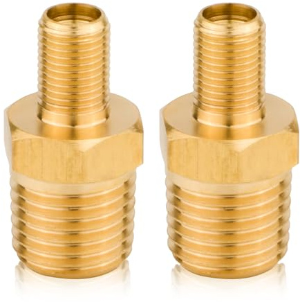 PEUTIER 2 Uds Adaptador de Inflador de Aire de Latón, 1/4 NPT (M) a Válvula Estándar para Schrader (M), Conector Inflador Neumaticos para Compresor de Aire Portátil Automático Manguera de Aire