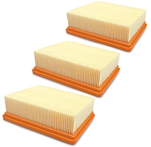 WinGluge Lot de 3 Filtres Remplacement, Plissés Plats, Kit d'Accessoires Hepa, Rechange Compatibles avec Les Karcher Aspirateurs WD5 WD4 MV4 MV5