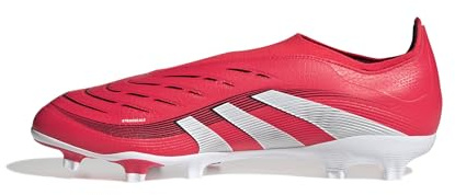adidas Unisex Predator League Laceless Firm Ground/Multi Ground Football Boot, Lucid Red/Cloud White/Core Black, 11 UK