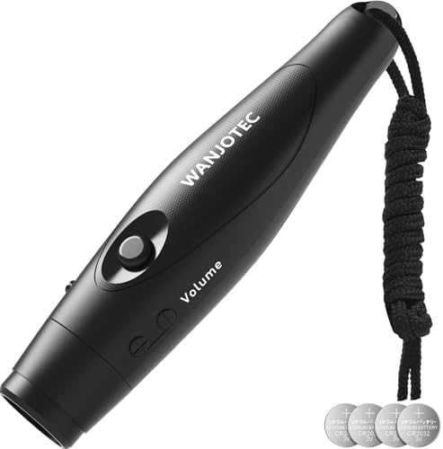 WANJOTEC Electronic Whistle, Battery Operated Whistle Adjustable 3 Different Loud Whistle Sounds with Lanyard Handheld Whistles for Referees Coaches Teacher Training/Camping (Black)