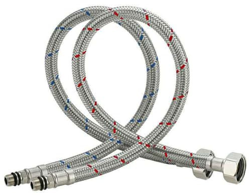 HAPPOW 2 Stück 60mm Wasserhahn Schlauch, G3/8 x M10 Anschlussschlauch Armatur, Flexschlauch Verlängerung, 304 Edelstahl Material, Flexschlauch Armatur für Küche und Badezimmer