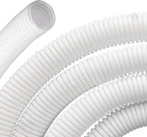 MOCNT Gaine Câbles Électriques Voiture Gaine Ondulée Flexible Protection Cache Fermé Tuyau Fil Gaine Isolante Conduit Tube Rangement Câble Blanc Extérieur 15mm Long 5 Mètres