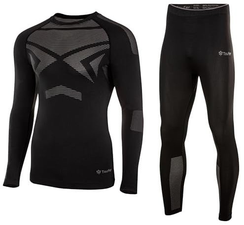 Toufer Thermal Underwear Set Thermoactive Flexible Quick Dry Breathable Seamless for Skiing Cycling Winter Sports ThermaFlex XL - XXL