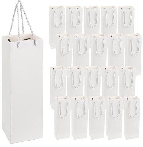 Lauviomify Pochette Cadeau Bouteille,20 PCS Pochettes Sacs Cadeaux de Bouteilles de Vin en Papier Kraft, Cadeaux pour Vin avec Poignées, pour Noël, Fêtes, Anniversaires, Mariages Papier Kraft
