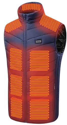 Heated Sleeveless Jacket for Men UK Body Warmer 26 Heating Zone Heated Gilet Zipper Rechargeable USB Electric Heated Down Jackets Washable Heating Vest for Camping Motorcycle Fishing Skiing Hiking
