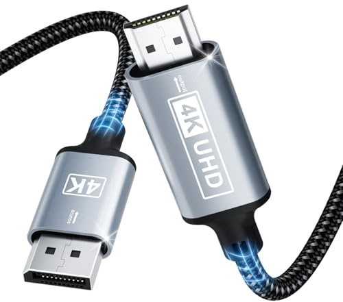 DisplayPort a HDMI,Cable Displayport a HDMI 4K 3M,DP unidireccional a HD MI,Display port a HD MI trenzado nailon Compatible con computadoras escritorio,portátiles,PC,Dell,HP,HDTV,Proyector AMD NVIDIA