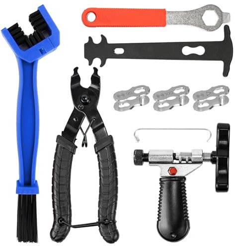 ETROBOT Kettennieter Fahrrad, Fahrradkette Werkzeug Kettenschloss Zange, Ketten Prüfer, Kettenentferner -Fahrradkette Reparatur Set -3 Paar Fahrradketten Nieten Kettenzange für 6-10 Fach Fahrradkette.