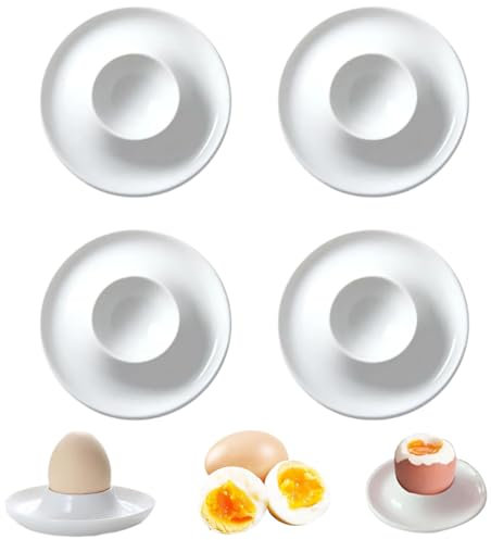 NHQZ Huevera, Huevera de porcelana Hueveras Hueveras Huevera blanda Hueveras de plástico Bolsas de huevos duros Bandeja de platos de huevos, 4 piezas