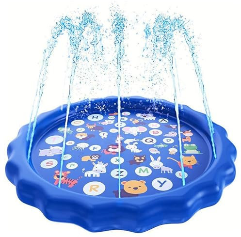 Piscina Infantil Hinchable con dispersor de Agua, Juegos Piscina para Niños, 170CM Piscina Chorros Perro Antideslizante Piscina,Exterior Juegos de Piscina para Niños, Juguetes de Agua para Niños