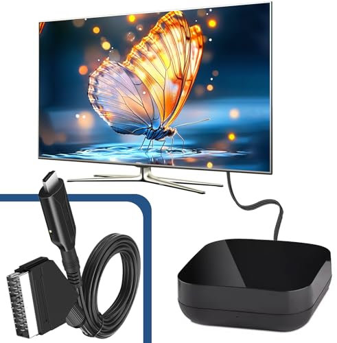 AMSLSIU Convertidor de SCART a HD La tecnología de procesamiento avanzada garantiza colores vivos Adaptador compatible con SCART a HD de resolución