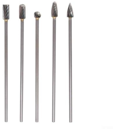 Juego de 5 fresas giratorias de corte único de 100 mm de largo con vástago de 1/8 pulgadas para tareas de acabado de metal, madera y vidrio, material de carburo sólido