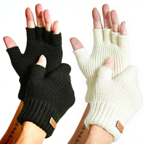 JYUYNY Guantes sin Dedos - Invierno Guantes Tejidos Cálidos Trabajar Correr Ciclismo Conducir para Hombre y Mujer Guantes