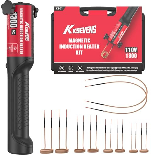 Induction Heater Bolt 1300W 110V,Induction Bolt Heater Removal Tool Kit with 10 Coils for Rusty Screw Removing,Red