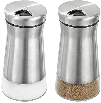 Tmefoy Saltströare, liten, salt och pepparströare med rostfritt stål, justerbara hål, lock, set om 2, saltströare, glas, kryddburkar för kök, BBQ, husbil