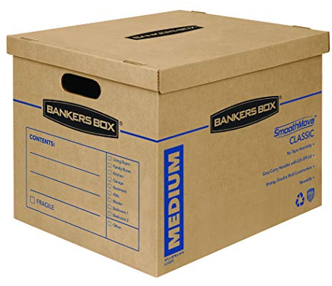 Bankers Box SmoothMove Classic Umzugskartons, klebefreie Montage, einfache Tragegriffe 10 Pack of Medium Boxes