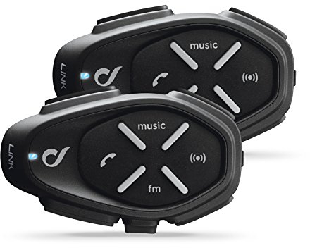 INTERPHONE LINK - Doppio - Interfono Bluetooth da Casco per Moto, Uso Pilota - Pilota, Distanza 300Mt, Autonomia Fino a 20 Ore, Mp3, GPS, Impermeabile, Universale.