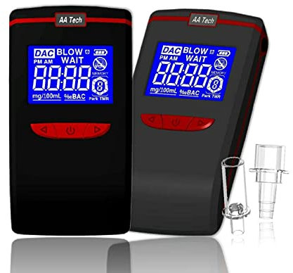 iBACheck Alkoholtester promilletester mit LCD-Anzeige. Digitaler Alkoholtest mit geringem Stromverbrauch. Benutzerfreundliches Promillemessgerät mit 6 Mundstücken