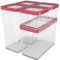 Rotho Loft 5er-Set Vorratsdosen mit Deckel verschiedene Größen, lebensmittelechter Kunststoff (PP) BPA-frei, transparent/rot, (21.4 x 21.4 x 23.5 cm)