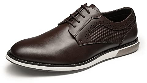 Bruno Marc Zapatos Oxford de punta lisa para hombre Zapatillas de vestir formal Derby, Café Oscuro, 47 EU