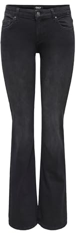 ONLY Women's Onlblush Mid Flared Dnm Tai1099 Noos Stretch jeans, Washed Black, XS/ 30L