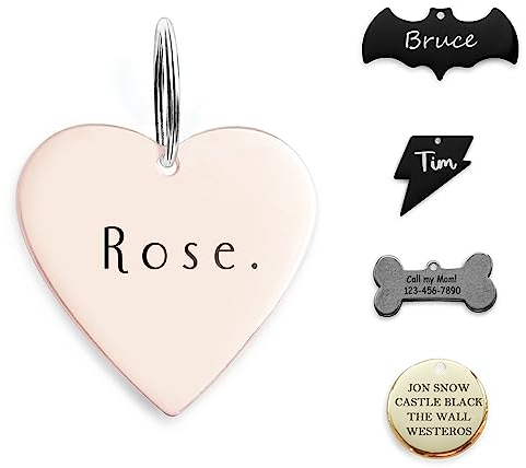 ADOGINTHEHOUSE 316 Chirurgischer Edelstahl Katzemarke Halsbänder Name Zubehör Hundemarke Für Sport im Freien Haustier Namensschild Personalisierte Herz