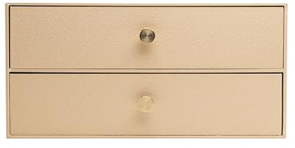 Exacompta 30602E Ablagebox Office By Me mit 2 Schubladen aus Recycling-Karton für DIN A4+ Dokumente. Schubladenbox mit hoher Kapazität für mehr Platz auf dem Schreibtisch Textileffekt Beige