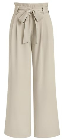 LILLUSORY Wide Leg Dress Work Pants Womens Petite Palazzo Spring Summer 2026 Flowy Trousers Slacks High Waisted Business Dressy Casual Outfits Clothes Office Cute Teacher Clothing Light Khaki L