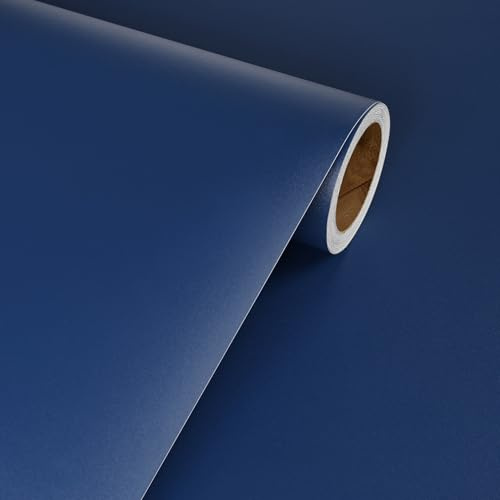 Livelynine Dark Blue Vinyl Wrap for Furniture 40CMx5M Peel and Stick Royal Blue Wallpaper for Bedroom Adults Kids Boys Waterproof Contact Paper Self Adhesive Vinyl Kitchen Cupboard Cabinets Desk Top