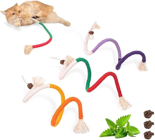 3 Pcs Jouets Interactifs à la Menthe pour Chat, Jouet pour Chat en Corde de Coton, Jouets à Mâcher pour Chat, Jouet à Mordre en Corde à Herbe à Chat pour Nettoyer Les Dents - pour Les Soins Dentaires
