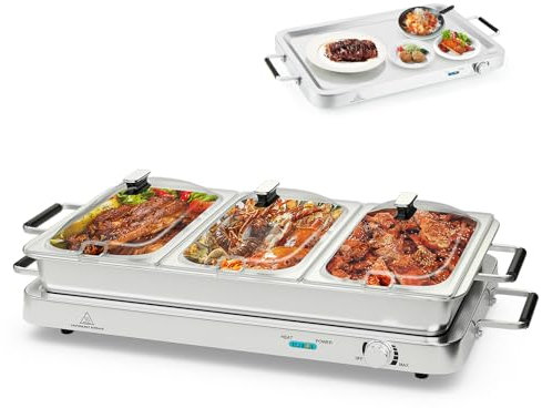 SOARS Calentador de Buffet 450 W, Calentador de Alimentos de 9L, 50-150 °C, Calentador de Buffet para Fiestas, Bodas, Restaurantes, Bufés, Fiestas Incl. Bolsa de Almacenamiento