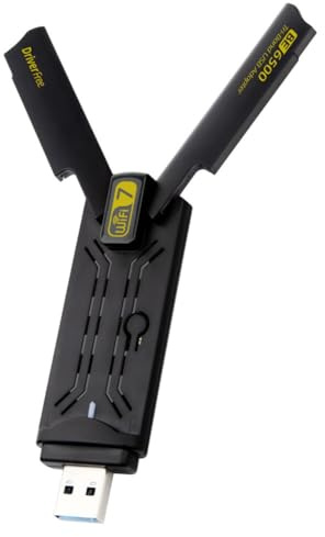 Pqahffowr Adattatore USB WiFi7 6500Mbps BE6500, scheda di rete 2.4G & 5.8G & 6GHz 802.11be, adattatore WiFi driver per Win 10/11