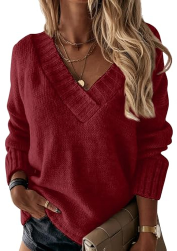 Generico Maglia Cashmere Donna Maglioni Donna Invernali Oversize Lurex Montagna Maglie Pullover Ciniglia Maglioncini Termico Norvegesi Manica Lunga Cashmere Sweater Lungo Tops Abbigliamento 2#Vino S