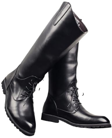 YGMNQAL Botas Vaqueras Hombre Botas altas informales de cuero con cremallera trasera for hombre, botas vaqueras largas de caballero, botas de montar de cuero, botas de motociclista 37-46(Color2,40)
