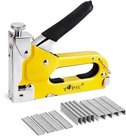 Topec Upholstery Staple Gun Heavy Duty, 3-in-1 Stapler Gun with 600 Staples, Manual Brad Nailer Power Adjustment Wood Stapler for Crafts, Wall, Upholstering, Furniture, DIY