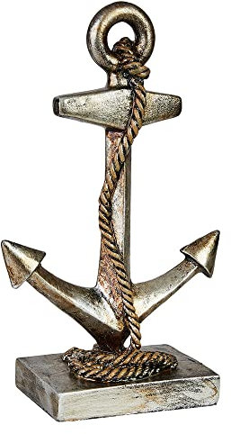 Hansmeier® Deko Statue Anker - Maritime Wohnungs-Deko - 32 x 21 x 9 cm - Design-Dekoration zum Hinstellen