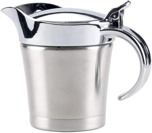 16OZ Stainless Steel Gravy Boat with Lid Ideal Double Insulated Gravy Boat/Sauce Jug for Gravy or Cream at Thanksgiving