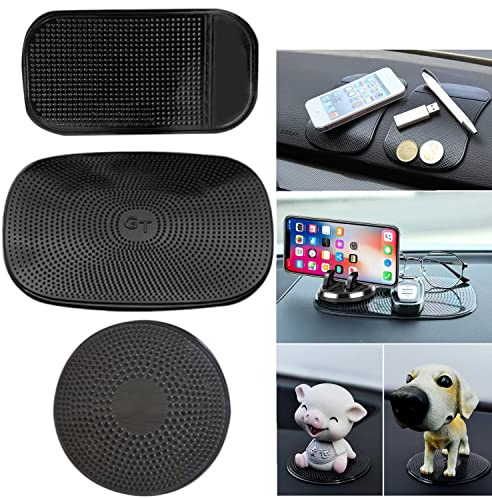 Tappetino Antiscivolo per Auto,3Pezzi Tappeto Gomma Antiscivolo Gommini Adesivi Pad Antiscivolo Tappetino Antiscivolo Cruscotto Auto per Cellulare Auto per rilevatore Radar Telefono Cellulare Chiavi