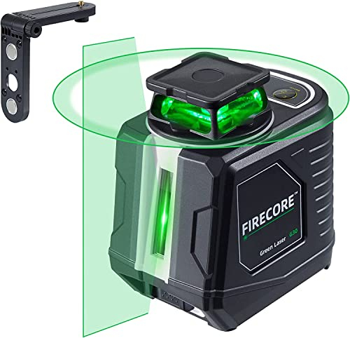 Firecore Nivel láser, láser de líneas autonivelante de 360° con líneas horizontales y verticales, láser de líneas cruzadas para colgar cuadros, láser verde con soporte magnético, incl 4 pilas AA-G30