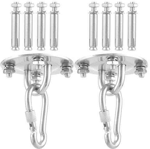 APACALI 2pcs Crochet Plafond Lourds Acier Inoxydable 360°Rotation, 400kg capacité rochets balancoire Suspension avec Vis Fixation, Crochets Suspension Suspendue pour Chaise Suspendue, balançoire