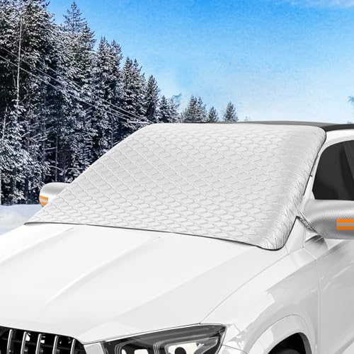 MOKANI Windscreen Covers Frost, Car Windscreen Cover for Winter, Magnetic Car Windshield Cover Car Snow Cover, Snow Ice Frost Sun Dust Water Protective Front Window Cover for Cars SUVs (147x110cm)