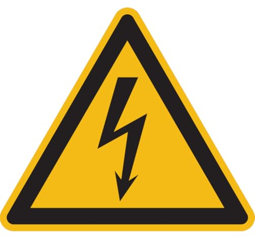 Dreifke® Warnschild, Warnung vor elektrischer Spannung W012 (Blitzpfeil) | Alu geprägt | 50mm | ASR A1.3 (DIN EN ISO 7010), 1 Stk