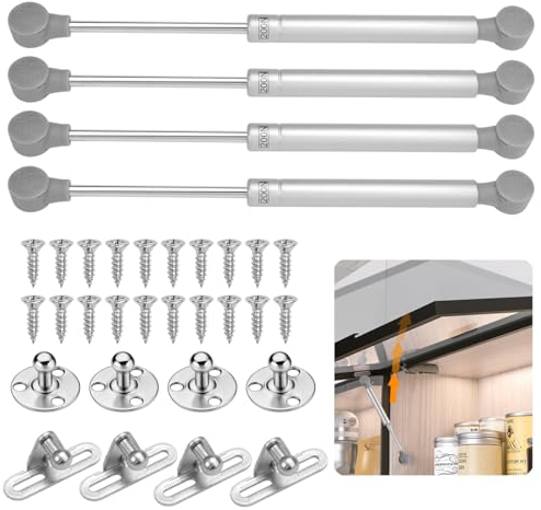 4 Piezas Amortiguadores Puerta Muebles Cocina,Pistones a Gas 200N/20kg,Bisagras Amortiguadores de Gas con Tornillos,Pistones Hidraulicos Amortiguador Puertas Elevables para Puertas,Aarmarios,Zapatero