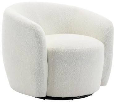 Vente-unique-Sillón Giratorio de bouclé Blanco VEREIDE
