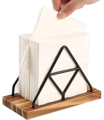 servetthållare för bord, trä servetthållare - bord servetthållare med metalltråd,vävnad pappersdispenser med träbas, elegant bordstillbehör för, matbord och