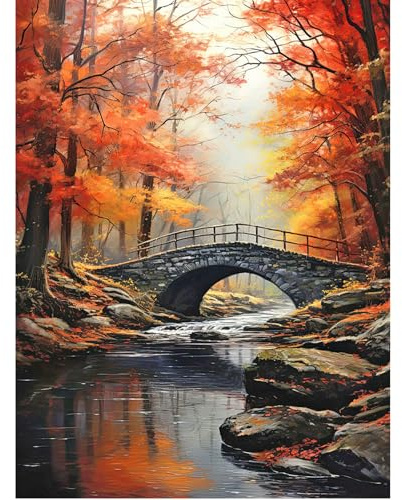 SHEGZHUC 40 x 50 cm, piedras angulares, pintura de diamantes, paisaje de otoño, mosaico, arte