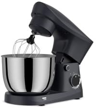Impastatrice Planetaria Potenza 1500W Ciotola 5 Litri Frusta Filo Piatta Gancio Dieci Velocità Funzione Turbo Grigio Braccio Inclinabile Interruttore Sicurezza Piedini Gomma Antiscivolo Acciaio Inox