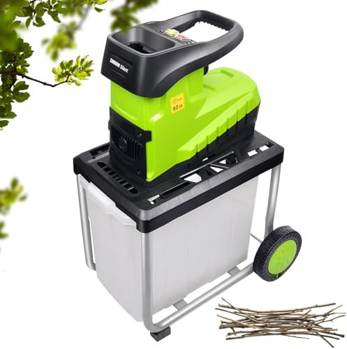 Broyeur de végétaux et de copeaux de Bois 60 l, 5000 TR/Min, 2800 W, broyeur électrique Robuste pour Jardin, diamètre de Coupe Maximal de 4,5 cm, pour Le Nettoyage et Le compostage