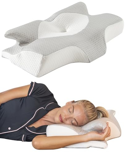 IlGruppone Cuscino Farfalla 6 Zone Ergonomico in Memory Foam 2 in 1 Ortopedico Guanciale Collo Supporto Cervicale Braccio sotto Sfoderabile (Cervicale Farfalla)
