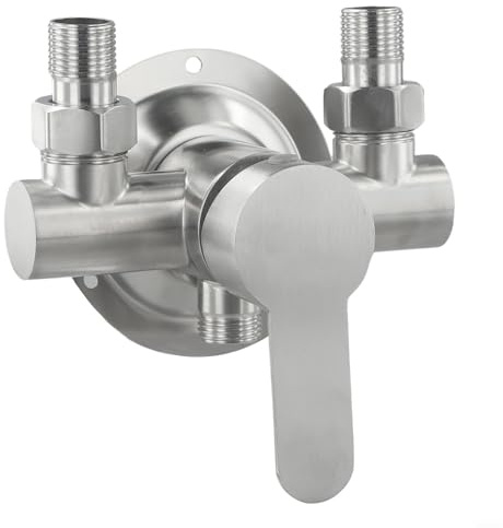 Yuanpgky Valvola miscelatore doccia in acciaio inox fissata al muro con maniglia a leva in metallo, per controllo dell'acqua calda e fredda, cartuccia in ceramica G1/2 uscita